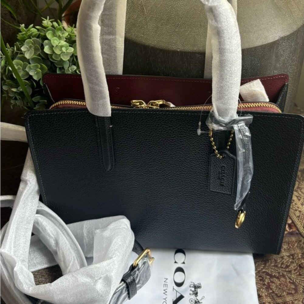 Authentic COACH 1941 pebbled leather 3 compartments 2way zip Satchel/Crosby
